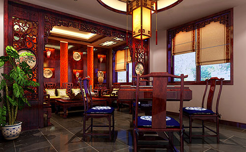 黄流镇古典中式风格茶楼包间设计装修效果图